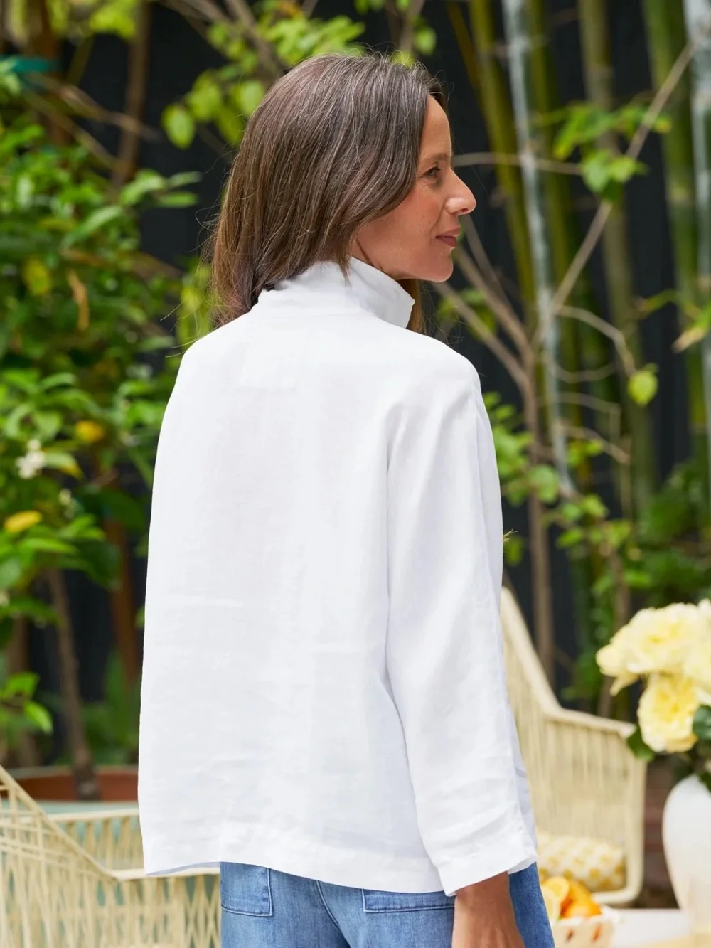 Frank & Eileen GABI Popover Shirt Medium White Linen flowy laidback lagenlook